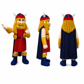 Viking Mascot Costume in Red Blue and Gold Adult