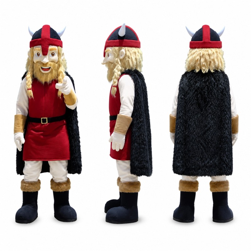 Viking Mascot Costume in Red and Black Adult