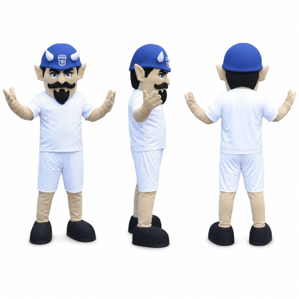 Pirate Mascot Costume in White with Blue Headscarf Adult