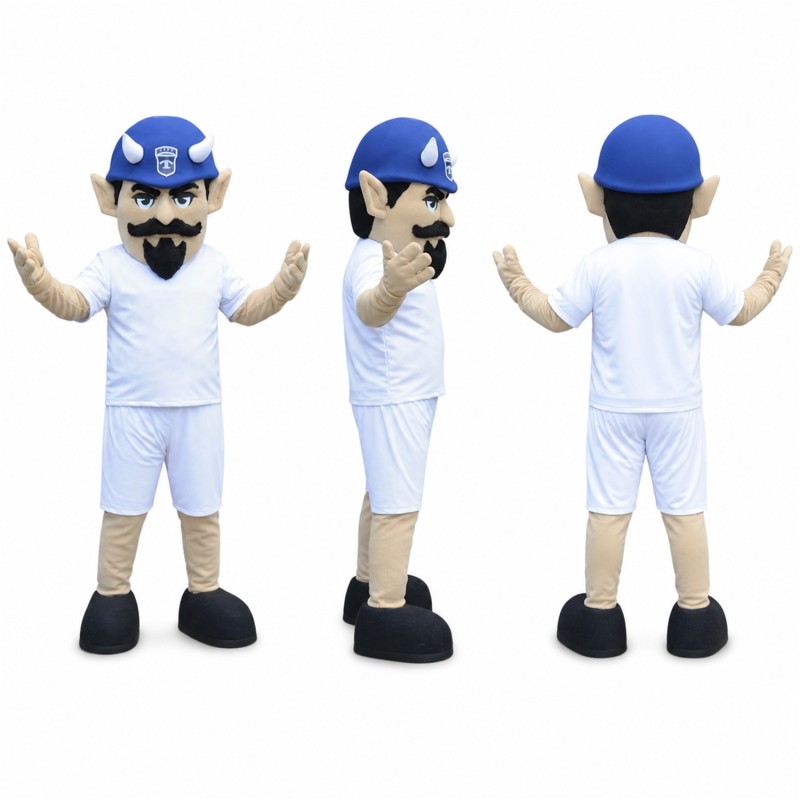 Pirate Mascot Costume in White with Blue Headscarf Adult