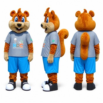 Squirrel Mascot Costume in Orange with Gray Shirt Adult