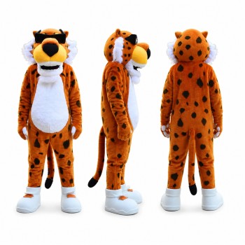 Cheetah Mascot Costume in Orange with Sunglasses Adult