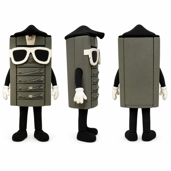 Filing Cabinet Mascot Costume in Gray with Sunglasses Adult