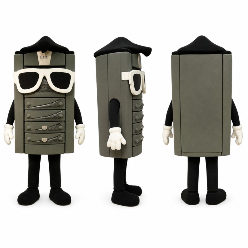 Filing Cabinet Mascot Costume in Gray with Sunglasses Adult