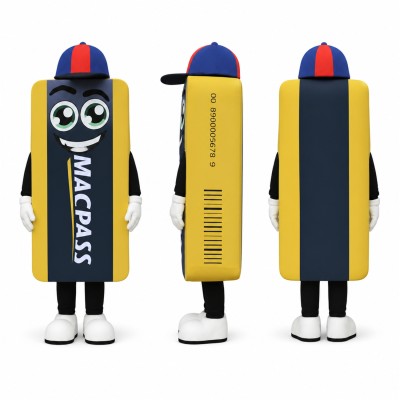 Marker Pen Mascot Costume in Black and Yellow Adult