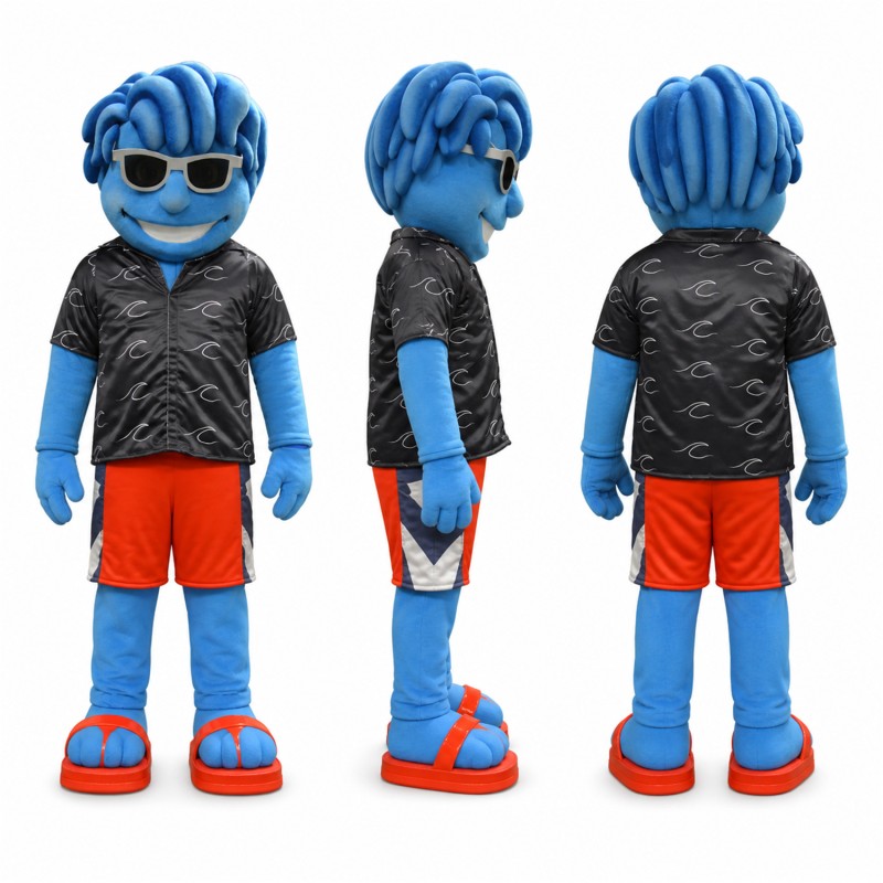 Alien Mascot Costume in Blue with Sunglasses Adult
