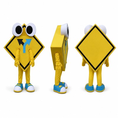 Diamond Sign Mascot Costume in Yellow with Large Eyes Adult