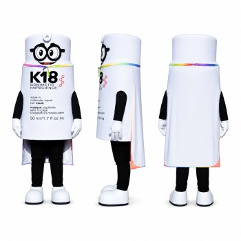 Product Carton Mascot Costume in White with Black Print Adult