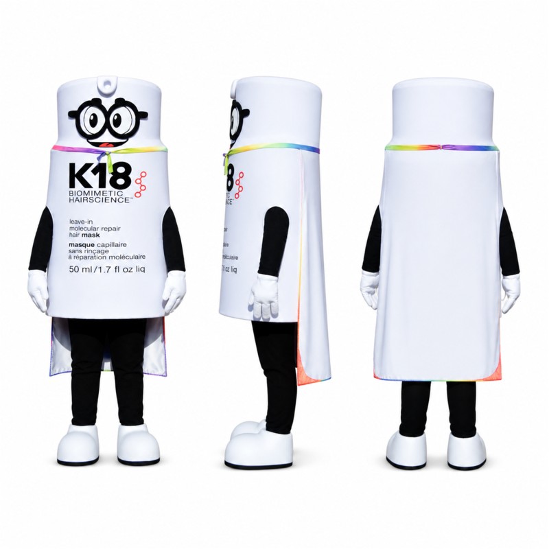 Product Carton Mascot Costume in White with Black Print Adult