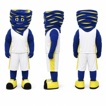 Ninja Athlete Mascot Costume in Blue and Yellow Adult