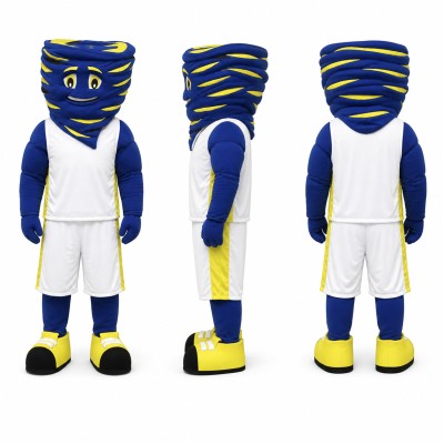 Ninja Athlete Mascot Costume in Blue and Yellow Adult