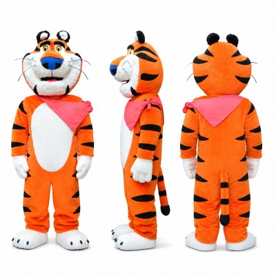 Tiger Mascot Costume in Orange with Red Scarf Adult