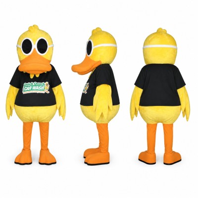 Bird Mascot Costume in Yellow with Black Shirt Adult