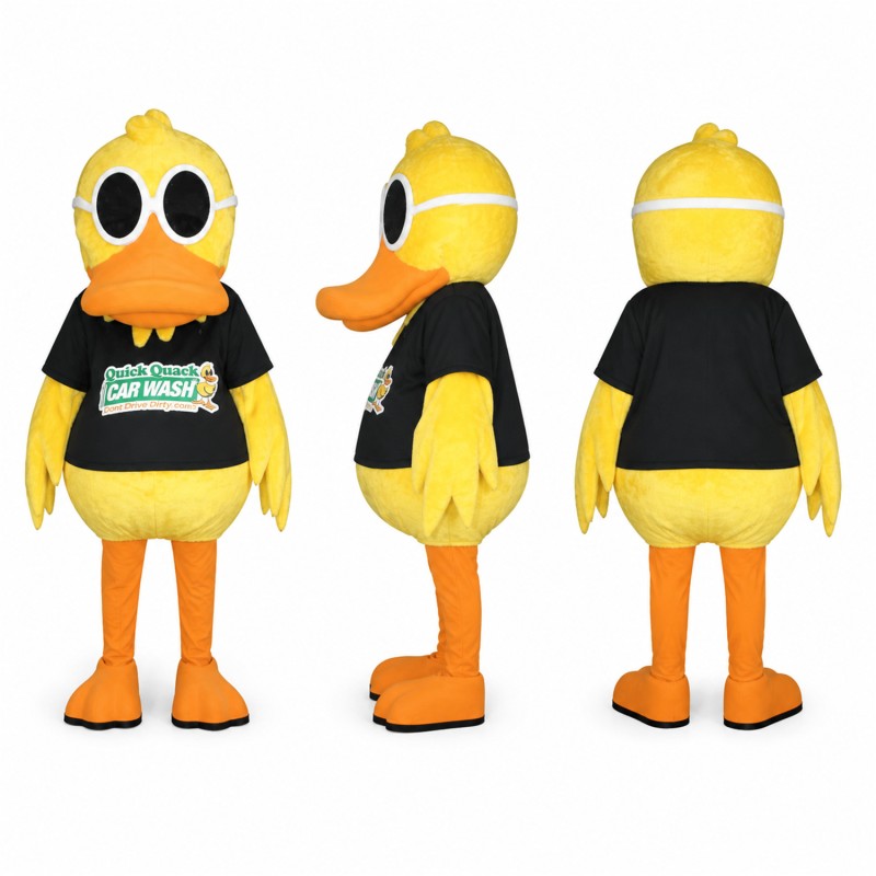 Bird Mascot Costume in Yellow with Black Shirt Adult