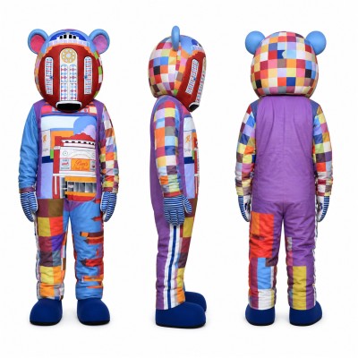Robot Mascot Costume in Blue Red and Orange Adult