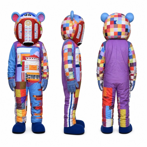Robot Mascot Costume in Blue Red and Orange Adult
