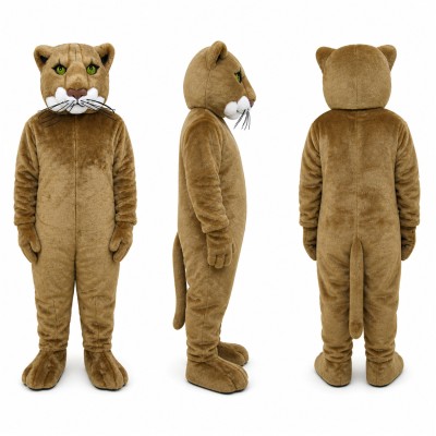 Cougar Mascot Costume in Tan with White Muzzle Adult