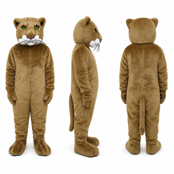 Cougar Mascot Costume in Tan with White Muzzle Adult