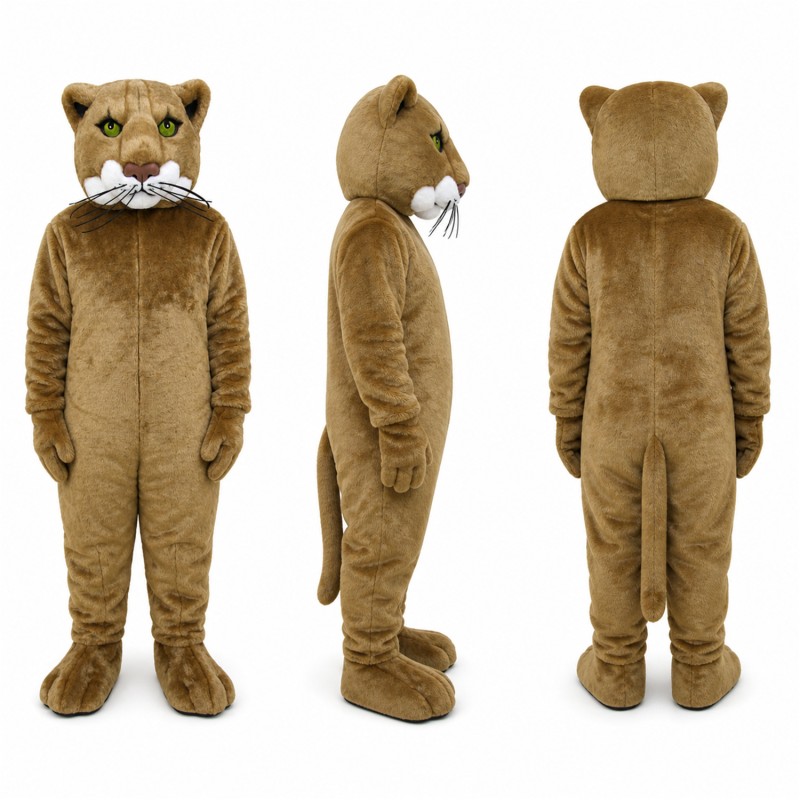 Cougar Mascot Costume in Tan with White Muzzle Adult