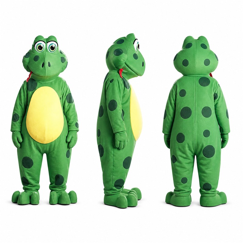 Crocodile Mascot Costume in Green with Yellow Belly Adult