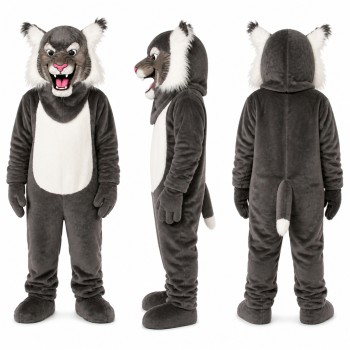 Wolf Mascot Costume in Gray with White Belly Adult