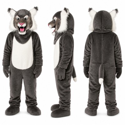 Wolf Mascot Costume in Gray with White Belly Adult
