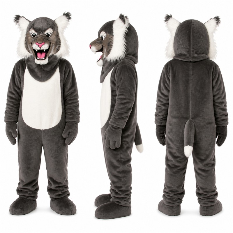 Wolf Mascot Costume in Gray with White Belly Adult