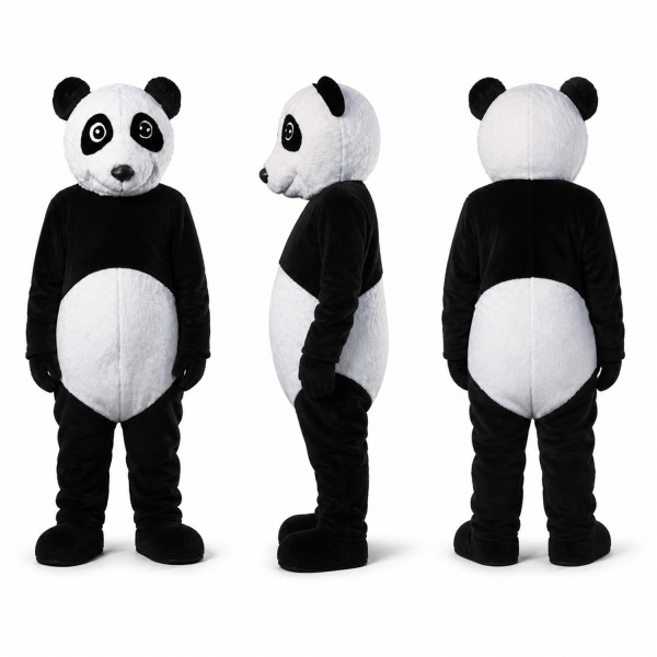 Panda Mascot Costume in Black and White Adult