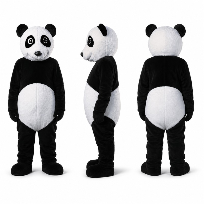 Panda Mascot Costume in Black and White Adult