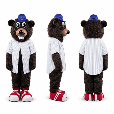 Bear Mascot Costume in Black and Brown with Glasses Adult