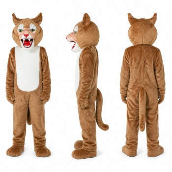 Cougar Mascot Costume in Tan with White Belly Adult