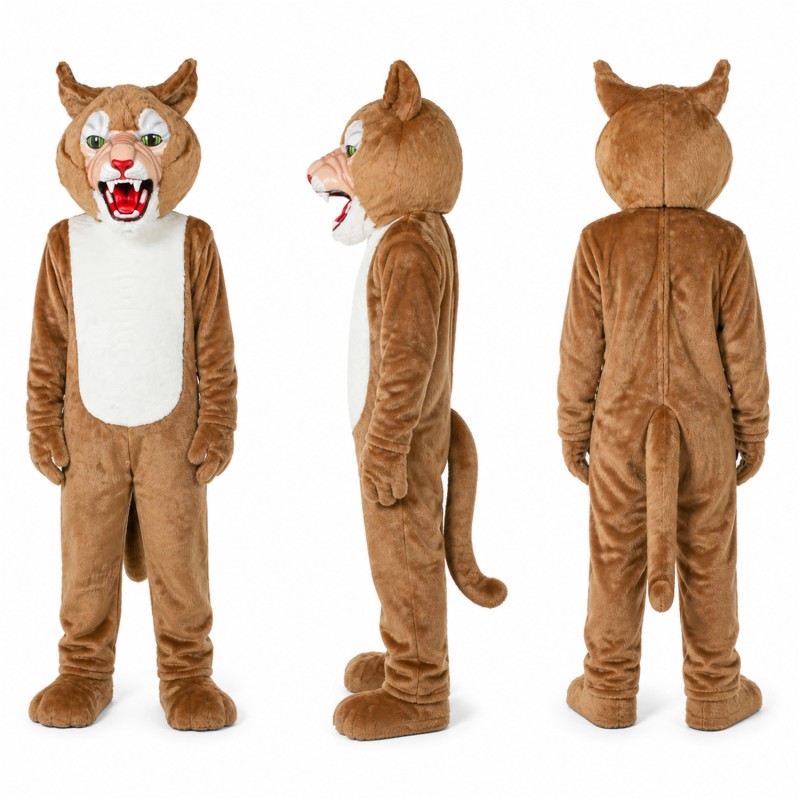 Cougar Mascot Costume in Tan with White Belly Adult