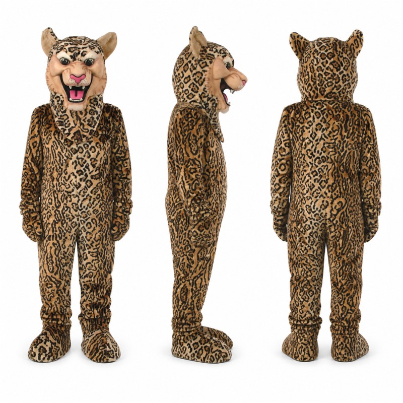 Leopard Mascot Costume in Tan with Black Spots Adult