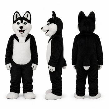Husky Mascot Costume in Black and White Adult