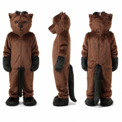 Brown Wolf Mascot Costume with Dark Paws Adult