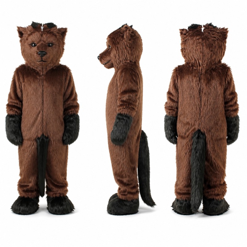 Brown Wolf Mascot Costume with Dark Paws Adult
