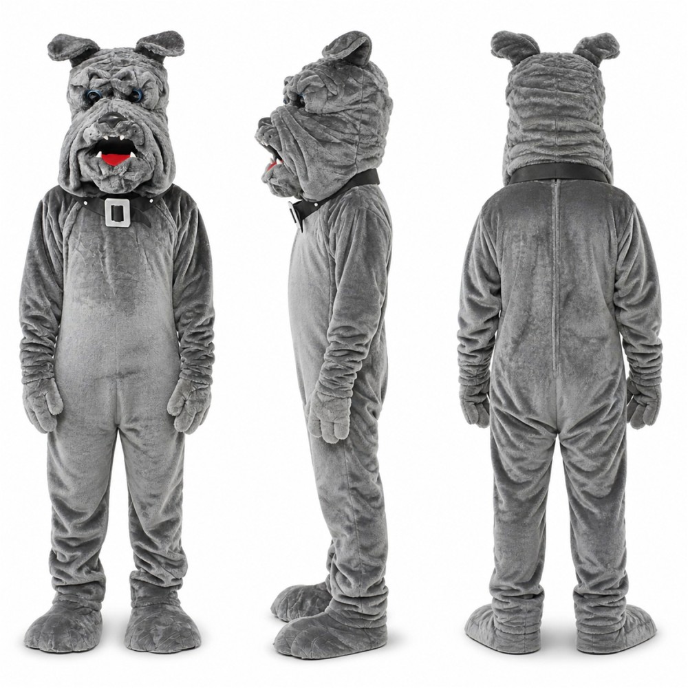 Bulldog Mascot Costume in Gray with Dark Muzzle Adult Bulldog Mascot Costume in Gray with Dark Muzzle Adult