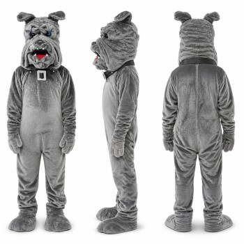 Bulldog Mascot Costume in Gray with Dark Muzzle Adult