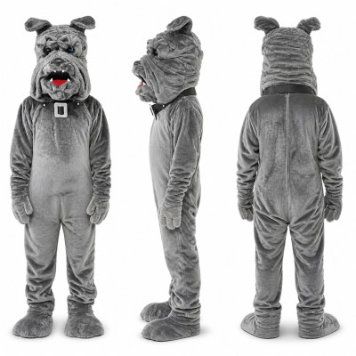 Bulldog Mascot Costume in Gray with Dark Muzzle Adult