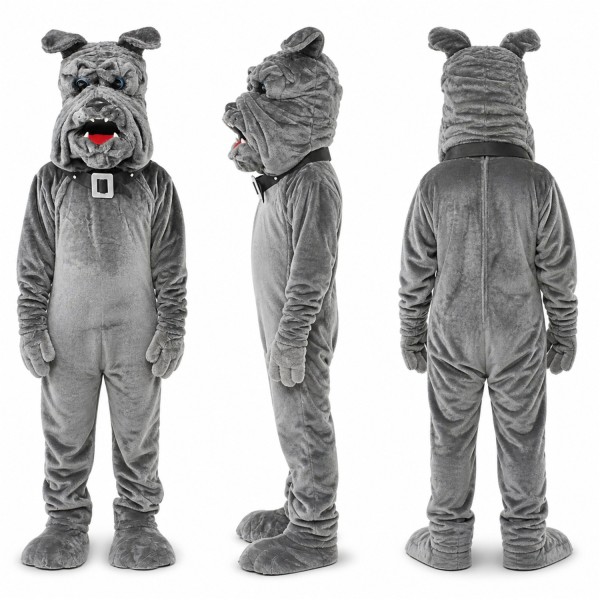 Bulldog Mascot Costume in Gray with Dark Muzzle Adult