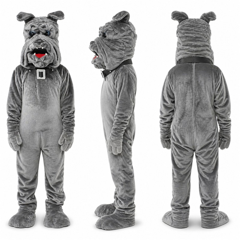 Bulldog Mascot Costume in Gray with Dark Muzzle Adult