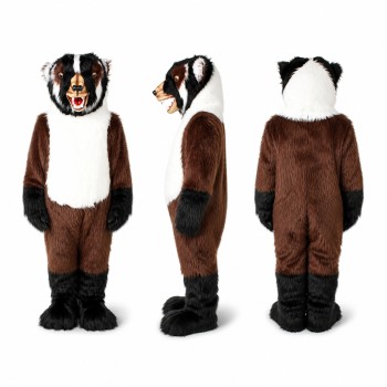 Badger Mascot Costume in Brown and White Adult