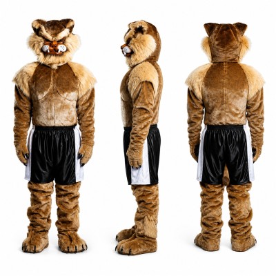 Wildcat Mascot Costume in Tan with Black Pants Adult