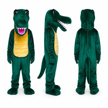 Crocodile Mascot Costume in Green with Yellow Belly Adult