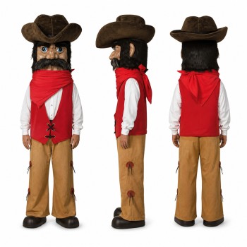 Cowboy Mascot Costume in Brown with Red Bandana Adult