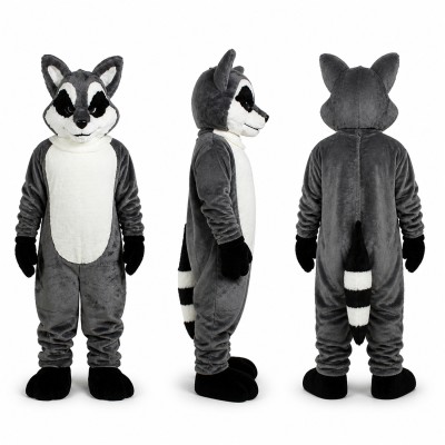Raccoon Mascot Costume in Gray with White Belly Adult