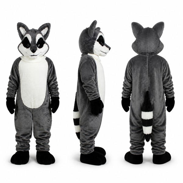 Raccoon Mascot Costume in Gray with White Belly Adult