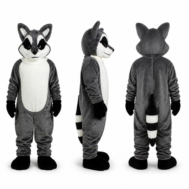 Raccoon Mascot Costume in Gray with White Belly Adult
