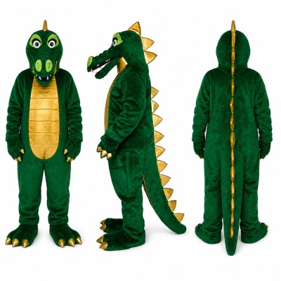 Alligator Mascot Costume in Green with Yellow Belly Adult