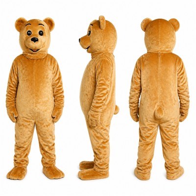 Bear Mascot Costume in Golden Brown Adult
